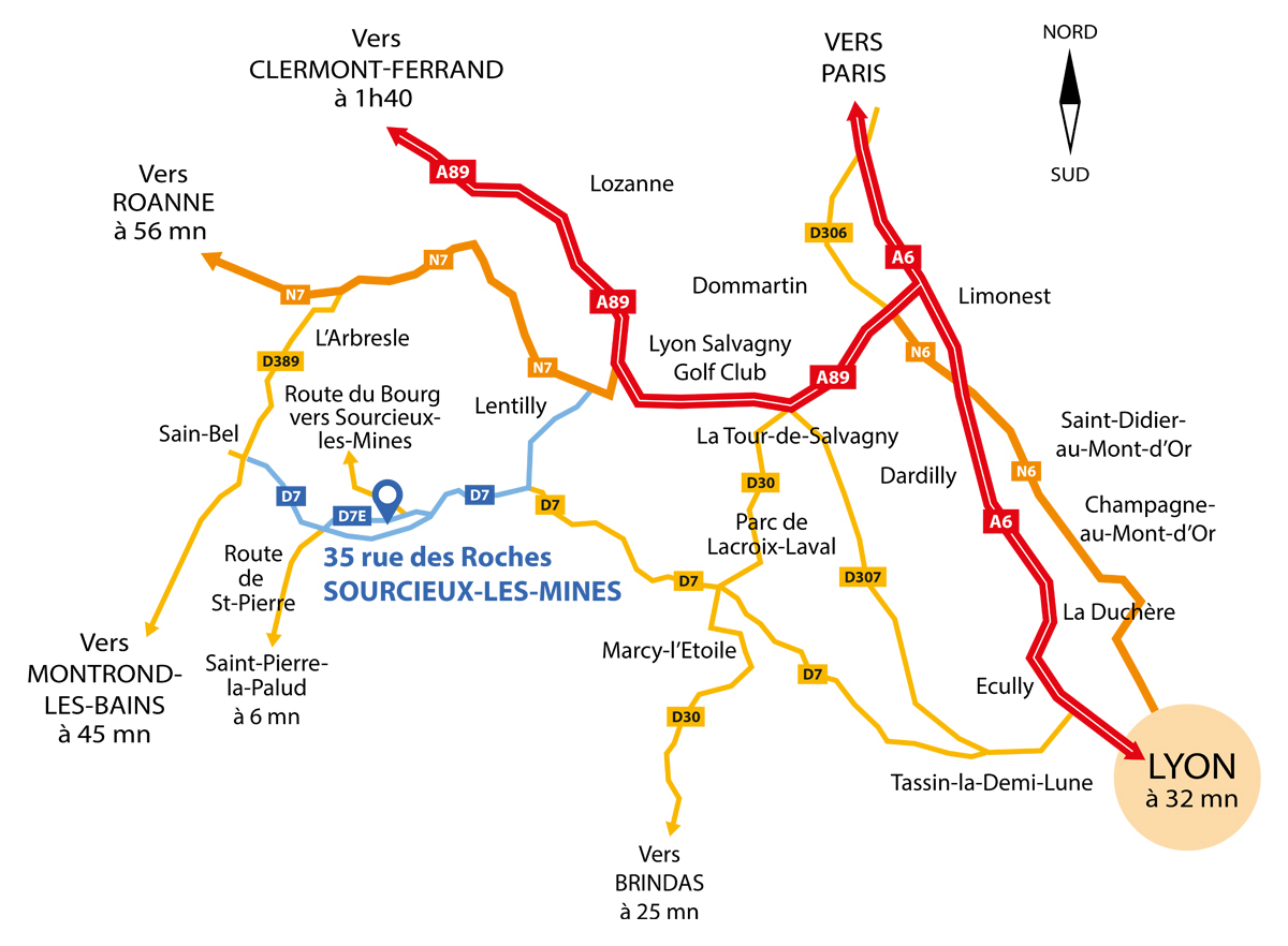 plan d'accès itinéraire depuis Lyon